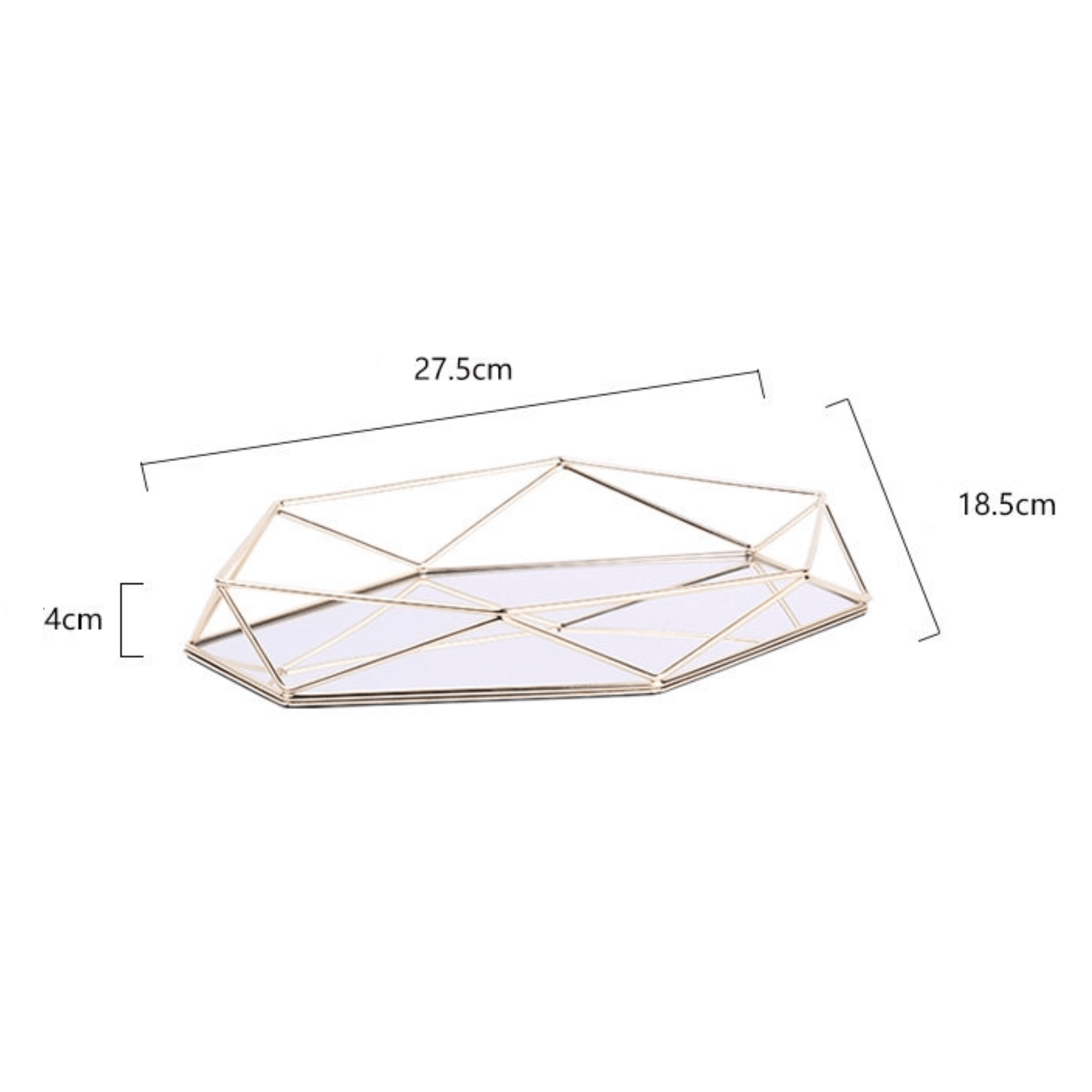Asymmetric Gold Iron Storage Tray with Mirror Base - Image 4
