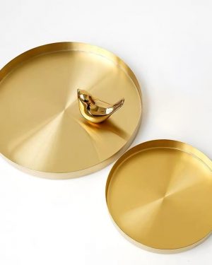 Gold Stainless Steel Round Tray