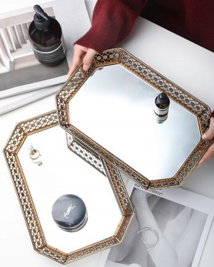 Mid-Century Gold Mirror Tray