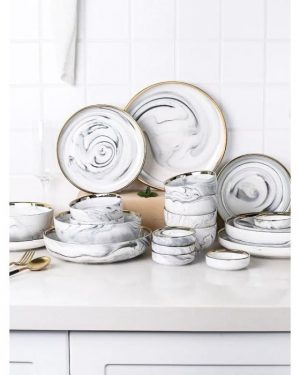 Set Piring Marble - Set 2org/9pcs